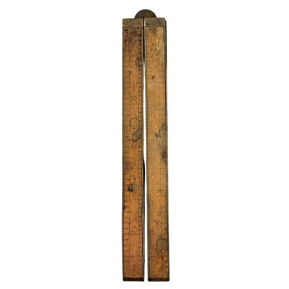 Lufkin No 781 Folding Wood Rule Brass Hinges Multi-Fold Measuring Ruler Vintage